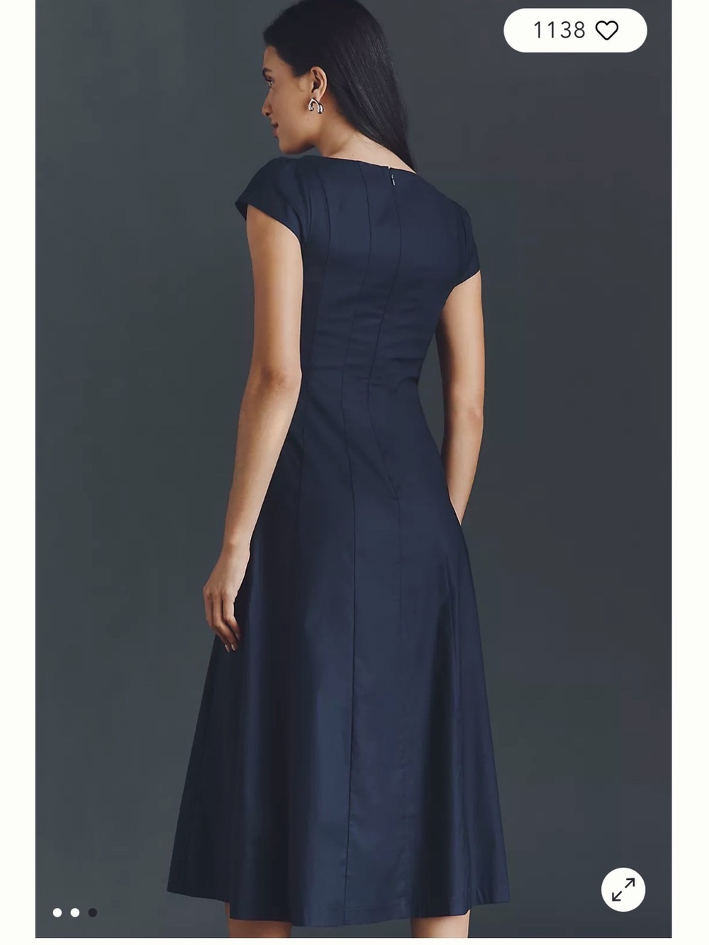 Reformation Harlie Cap-Sleeve Navy Midi Dress | NWT - Picture 2 of 9